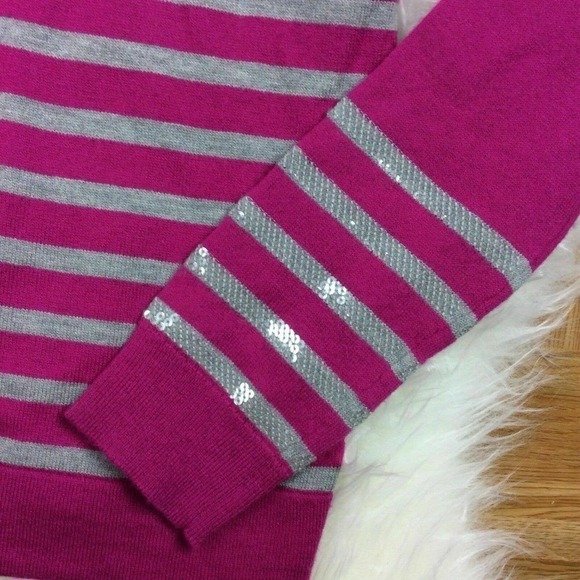 NEW Gap Striped Wool Cardigan Sweater Sequin Medium Purple - Picture 5 of 7